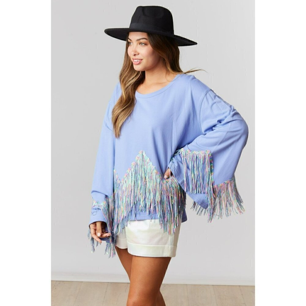 Periwinkle Pop Unicorn Fringe Top - Picture 5 of 8